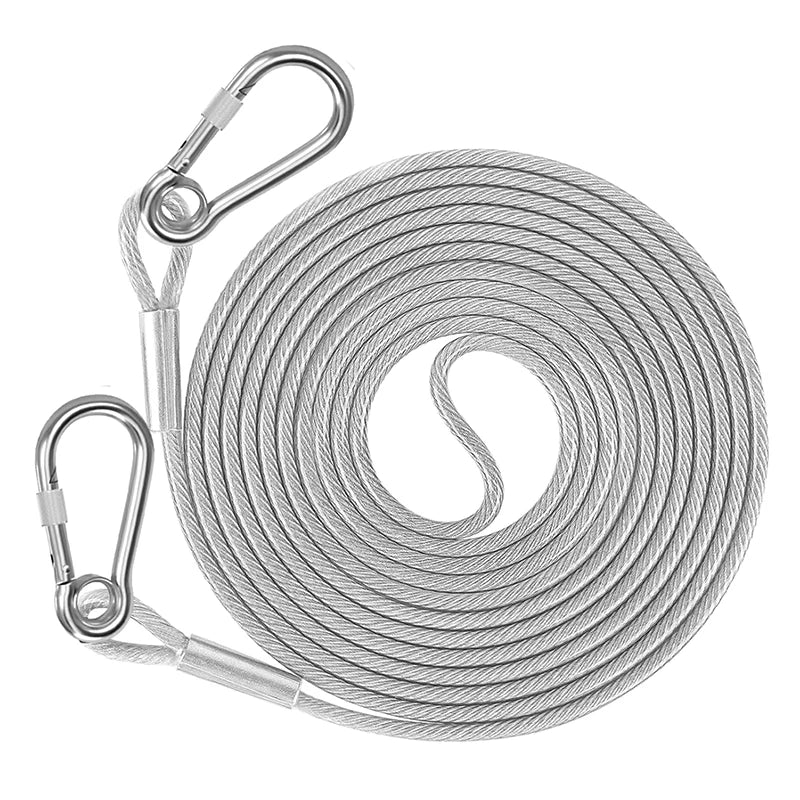 Double-Headed Dog Tie Out Cable 3–10M Steel Wire Anti-Rust Dog Tie Out Cable Nixie