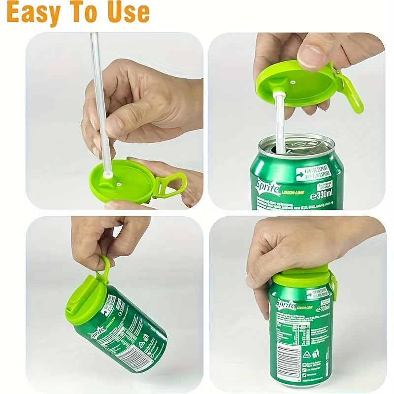 Reusable Soft Drink Can Lid with Straw | Fits Soda & Juice Cans