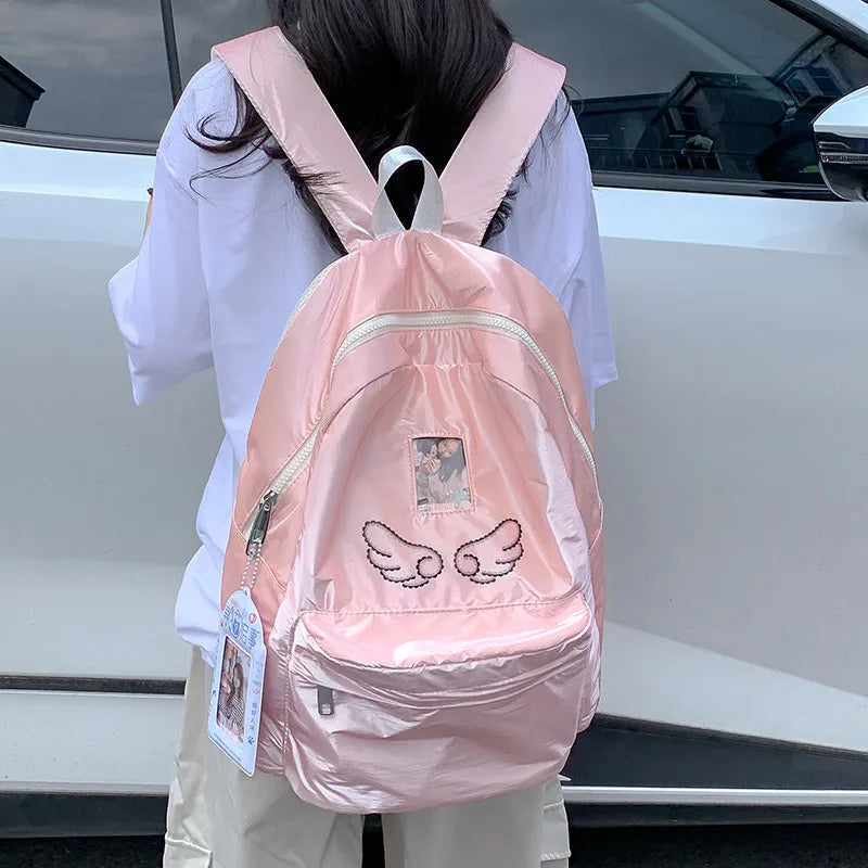 Korean Style Embroidered Student Backpack – Lightweight Waterproof