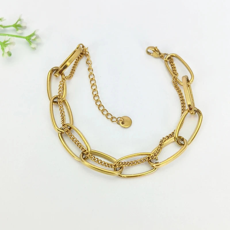 Gold Double Layer Chain Bracelet – Stackable Women's Jewelry