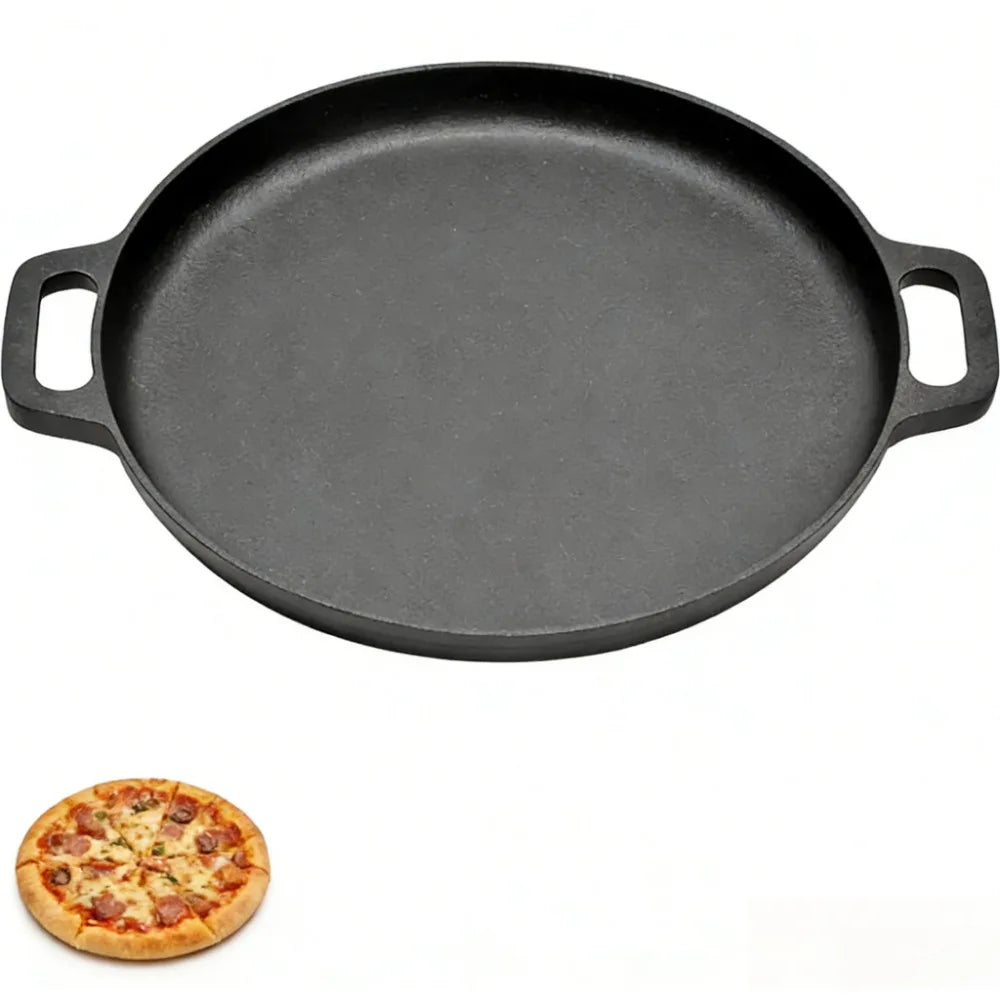 Cast Iron Frying Pan Double Handle – BBQ, Grill & Kitchen Cast Iron Skillet Nixie