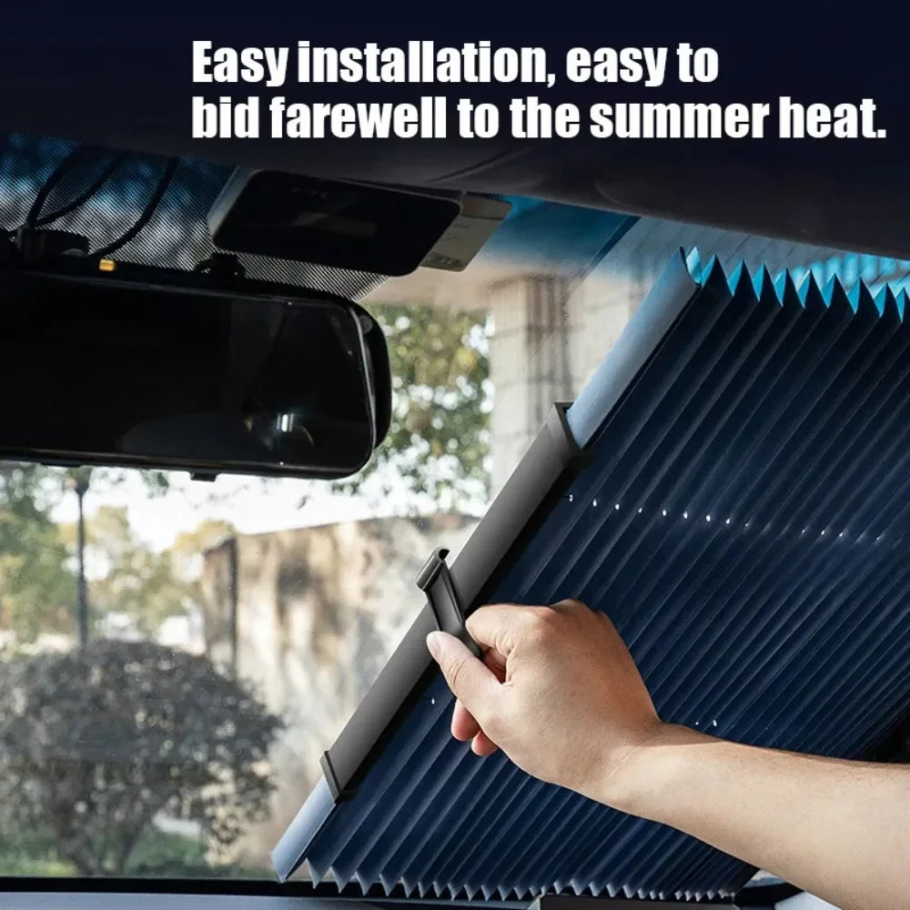 Retractable Accordion Windshield Sunshade – Blocks 99% UV Rays Car Windshield Sunshade Nixie