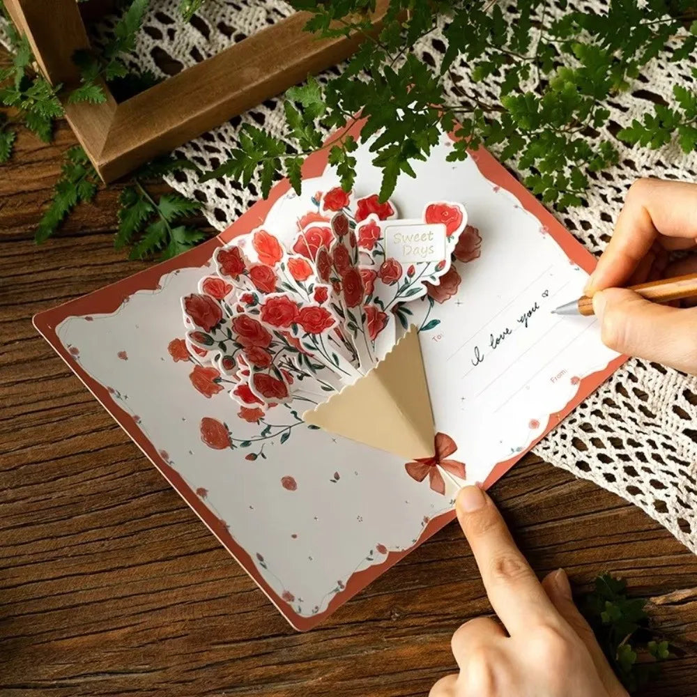 3D Pop-Up Flower Greeting Card – Handmade Valentine's Day Card 3D Greeting Card Nixie