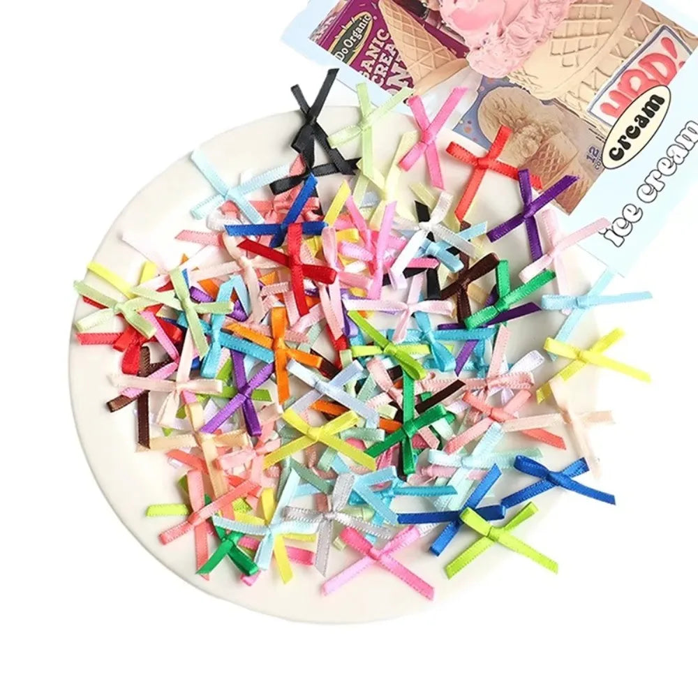 100pcs Mini Ribbon Bows 2x3cm – DIY Craft & Gift Wrapping Ribbon Craft Bows Nixie