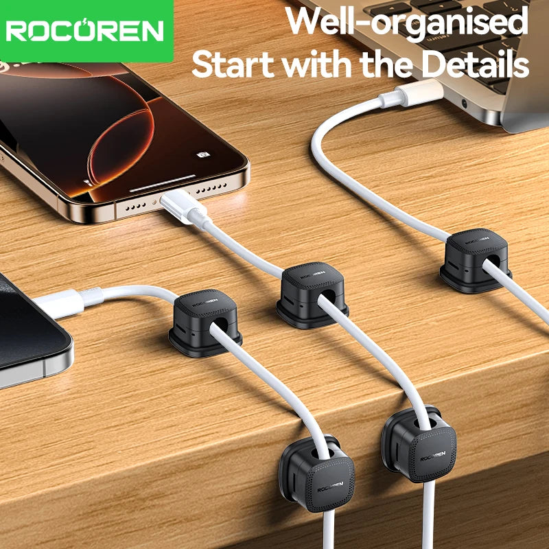 ROCOREN 30-Pack Magnetic Cable Organizer Clips for Desk
