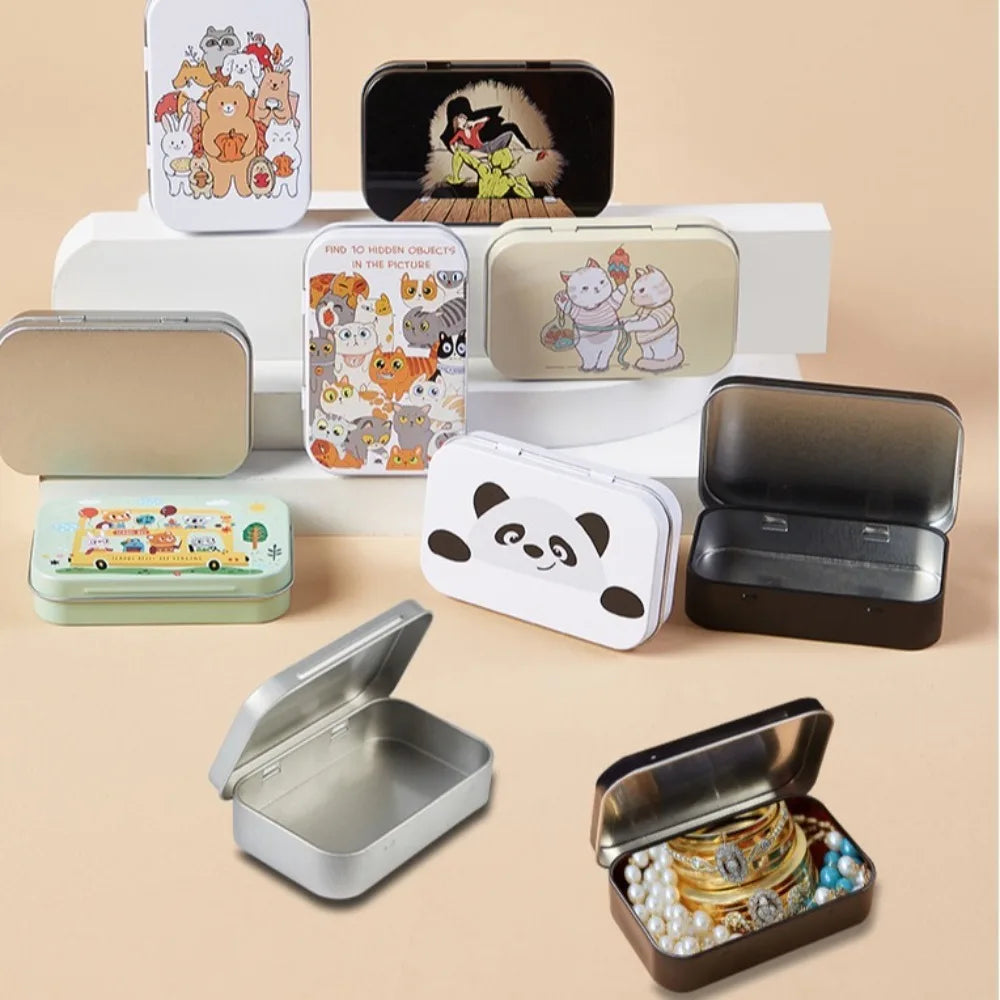 Cute Tinplate Flip Lid Storage Box 95×60×20mm – Metal Tin Case Tinplate Storage Box Nixie