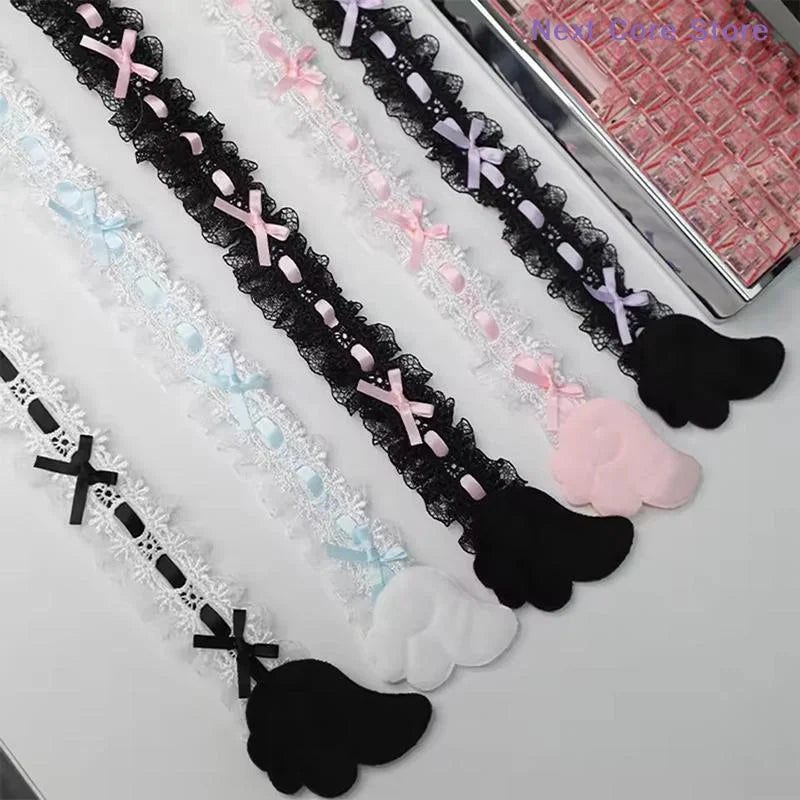 Monitor Decor Strip Sticker – Black Bow Lace Wings Design Monitor Decor Sticker Nixie