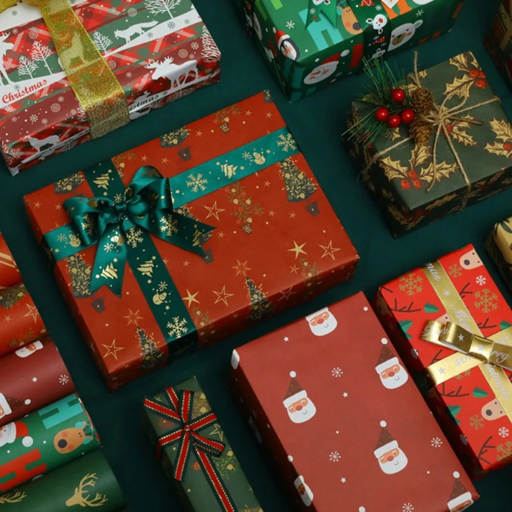 Vintage Christmas Gift Wrapping Paper – Santa & Tree DIY Craft Gift Wrapping Paper Nixie