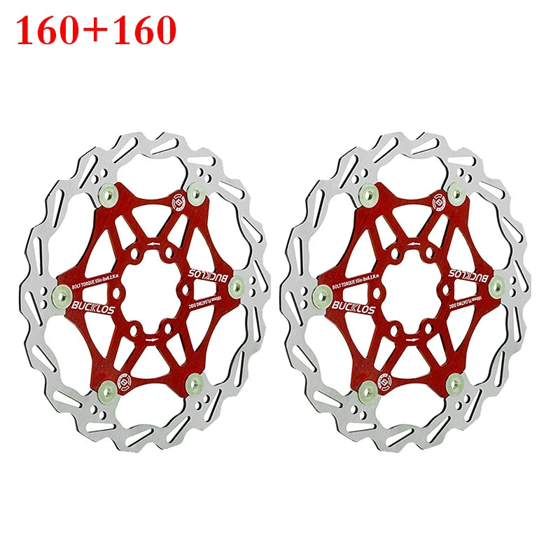 BUCKLOS Floating Disc Rotors 160/180/203mm – MTB Bike Brakes Bicycle Brake Rotor Nixie 2PC 160-160mm Red