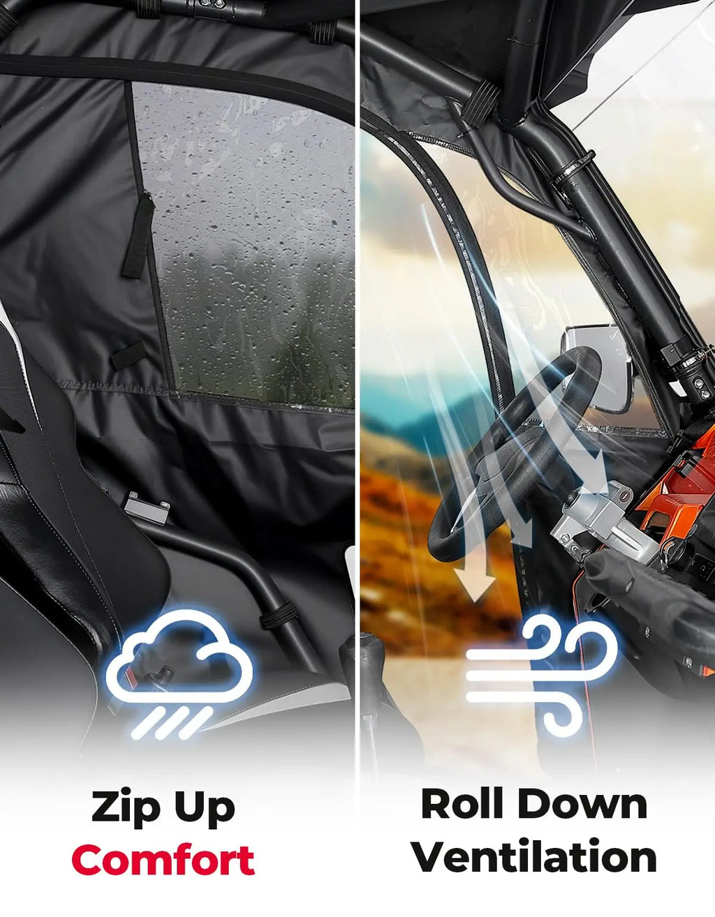 KEMITOUR Soft Cab Doors for CFMOTO ZForce 500 800 1000 UTV UTV Soft Cab Doors Nixie