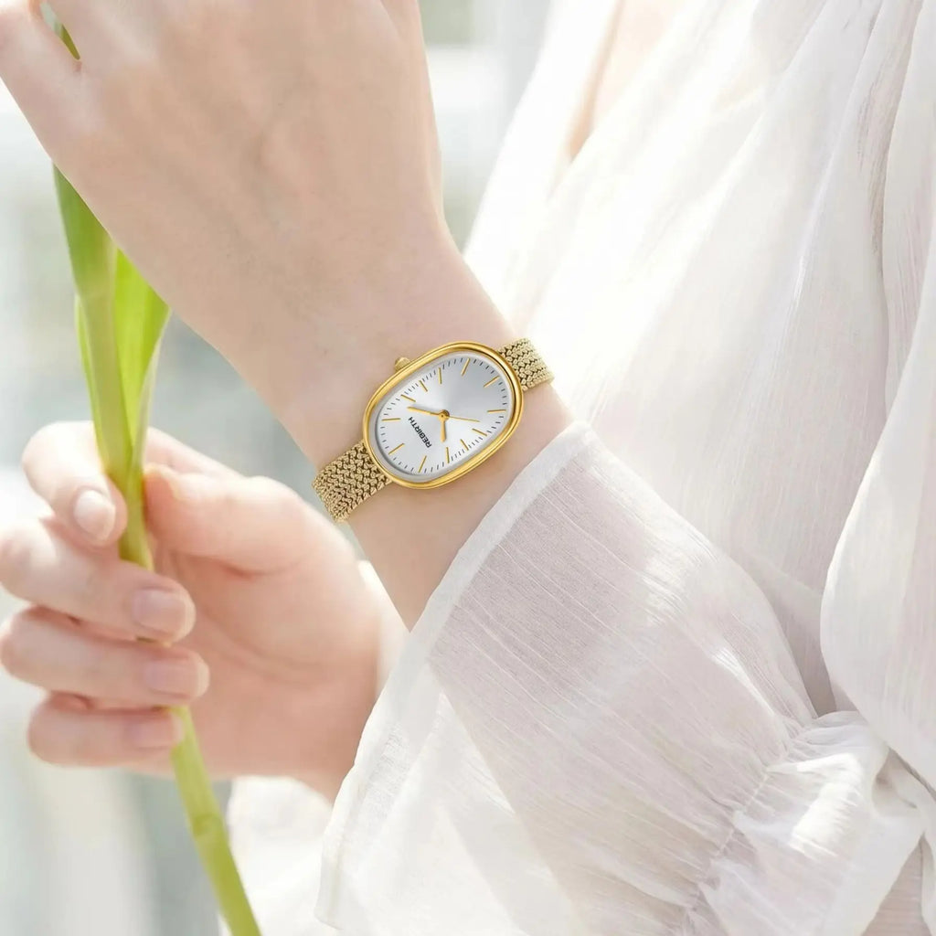 REBIRTH Women's Elegant Quartz Watch | Stainless Steel Band Women's Quartz Watch Nixie