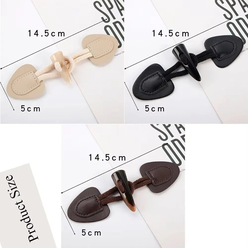 Vintage Horn Buckle PU Leather Sew-On Buttons for Coats & Bags Sew-On Buttons Nixie