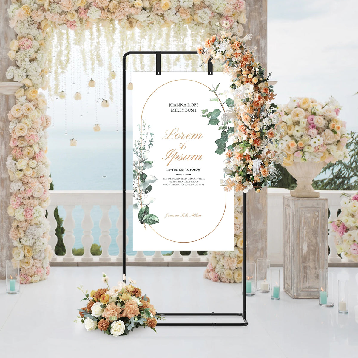 Wedding Welcome Sign Stand – Adjustable Metal Easel