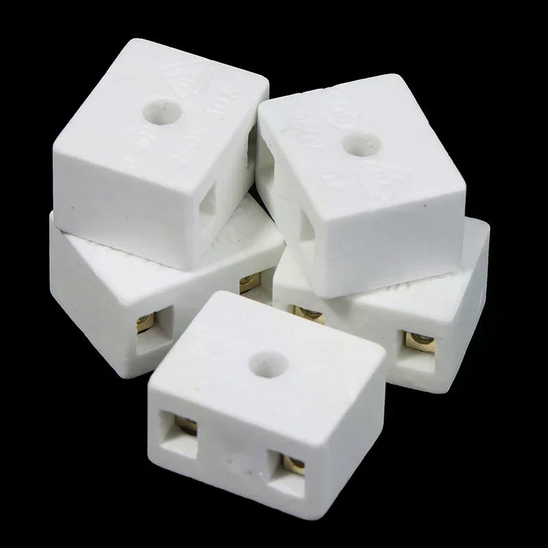 5Pcs Ceramic Wiring Terminal Block 2-Position 5-Hole 425°C Porcelain