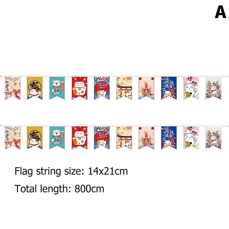 Japanese Lucky Cat String Bunting Banner – Party & Restaurant Decor Party Bunting Banner Nixie A