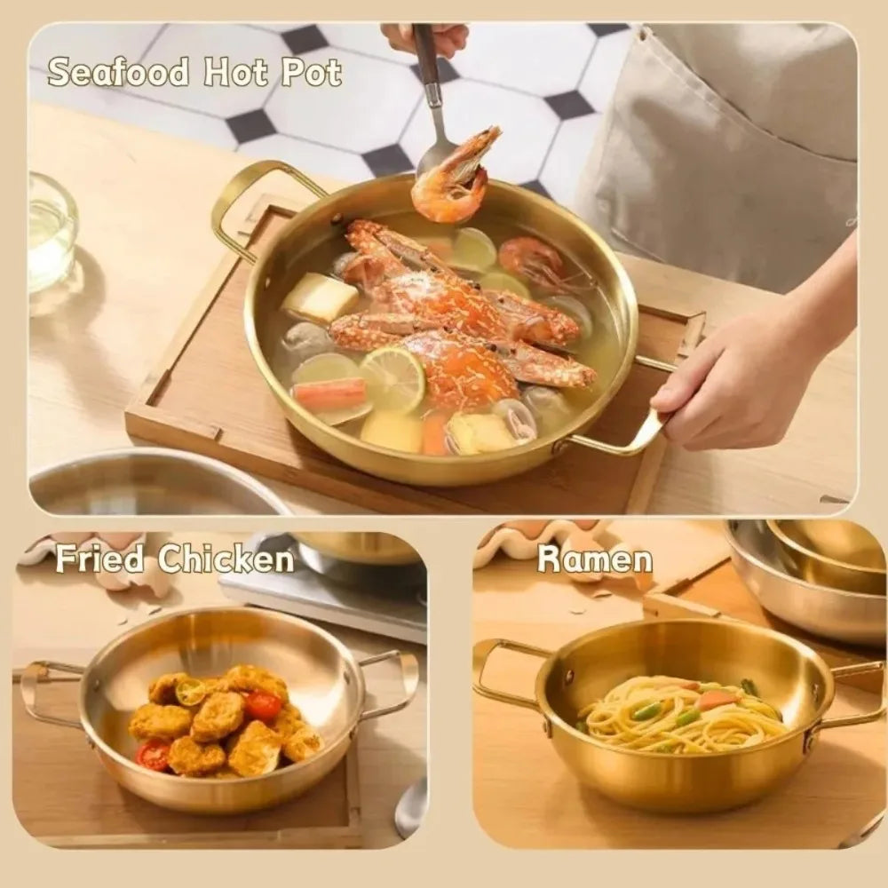 Korean Stainless Steel Cookware Set – 3 Pots & 1 Spoon Cookware Pot Set Nixie