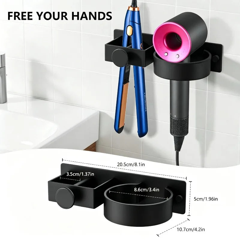 Wall Mount Hair Dryer Holder & Styling Tools Organizer Rack Hair Tool Organizer Nixie C-black
