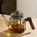 Glass Tea Pot with Pull-Filter – Heat-Resistant Brewing Kettle Glass Tea Pot Nixie Grey-1pcs
