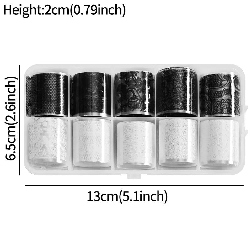 10 Rolls Lace Nail Transfer Stickers – French Manicure Decals Nail Art Stickers Nixie