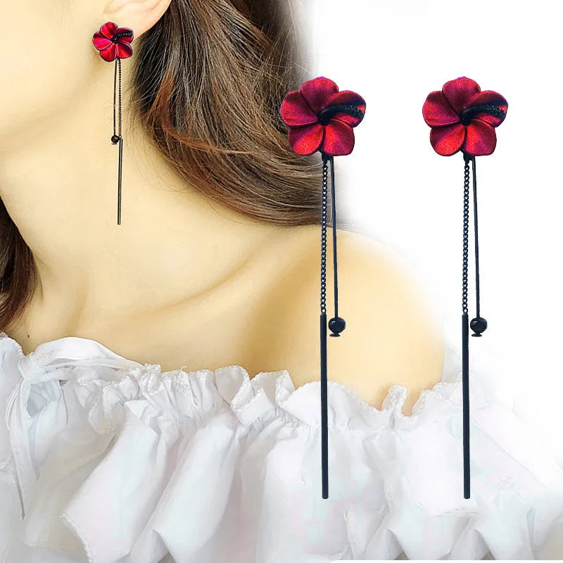 Rose Flower Imitation Pearl Drop Earrings – 14K Gold Plated Pearl Drop Earrings Nixie