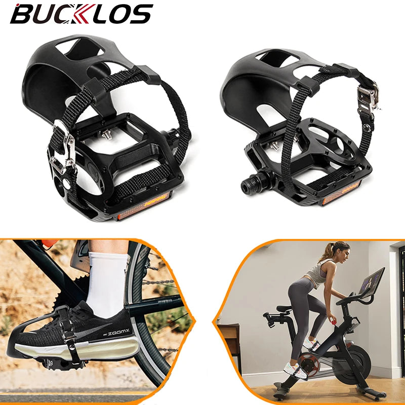BUCKLOS Aluminum Alloy Bike Pedals with Toe Clip | Road & MTB Bicycle Pedals Nixie