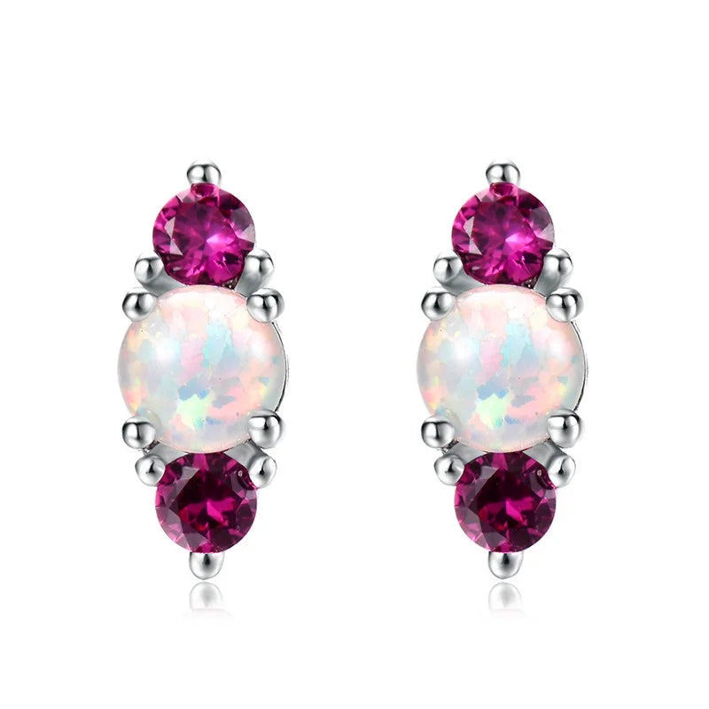 Women's Pink Simulated Opal Dangle Stud Earrings | Wedding Gift