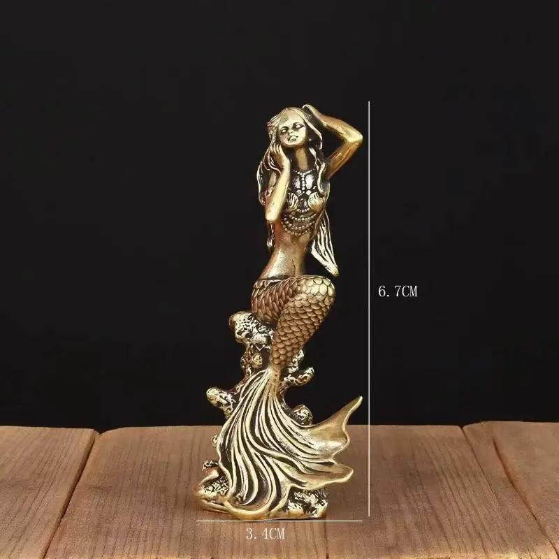 Mini Brass Mermaid Figurine Statue – Home Decor & Gift Decorative Figurine Nixie