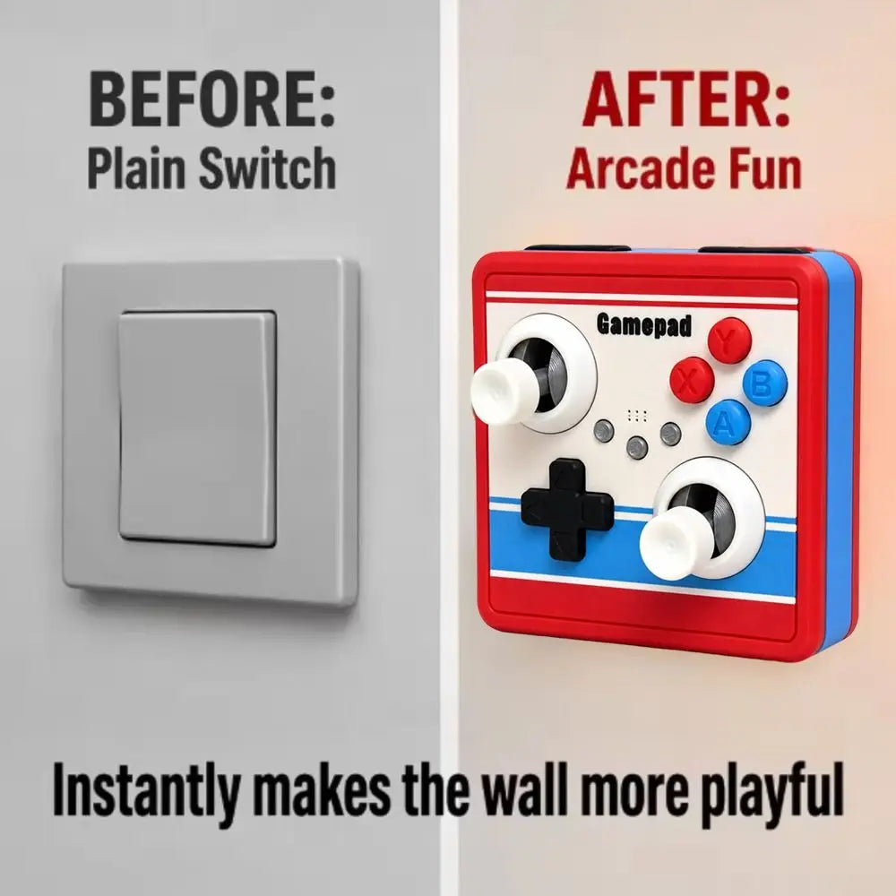 Retro Arcade Joystick Wall Switch Cover | 3D Printed Self-Adhesive Decorative Switch Cover Nixie