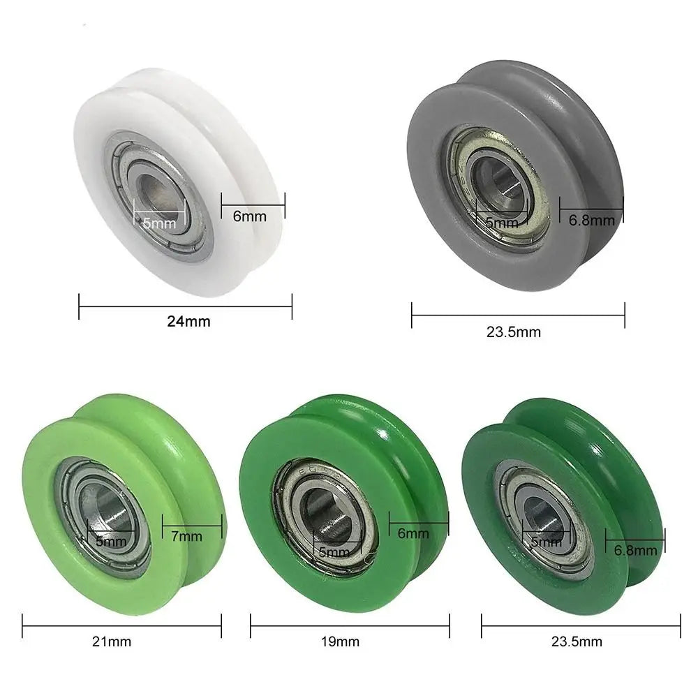10Pcs 5mm U-Groove Guide Pulley Nylon POM Stainless Steel Wheels Guide Pulley Wheels Nixie
