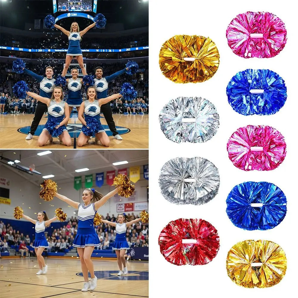 Colorful Cheerleader Pom Poms 30x37cm – Metallic Dance Props Cheerleading Pom Poms Nixie