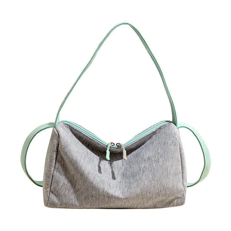 Korean Color-Block Canvas Pillow Bag – Shoulder & Underarm Bag Canvas Shoulder Bag Nixie