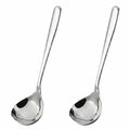 2Pcs Stainless Steel Soup Spoons – Mirror-Polished Ladle Set Soup Spoon Set Nixie Brown