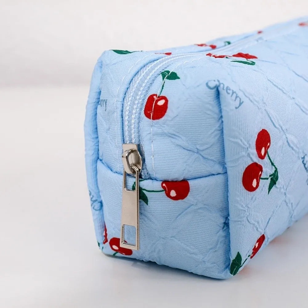 Korean Cherry Print Pencil Case – Large Capacity Pen Bag