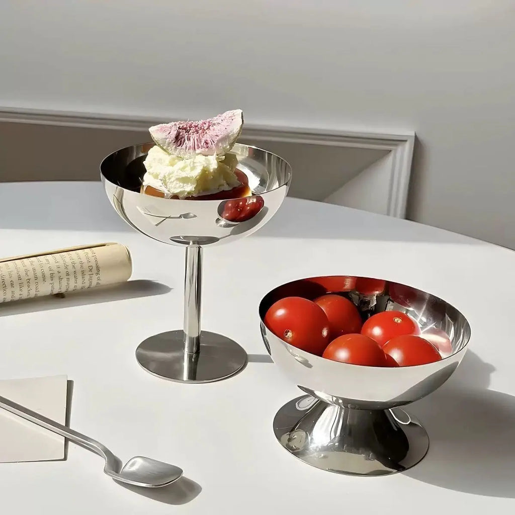 Stainless Steel Retro Goblet Ice Cream Dessert Bowl & Fruit Cup Dessert Serving Goblet Nixie