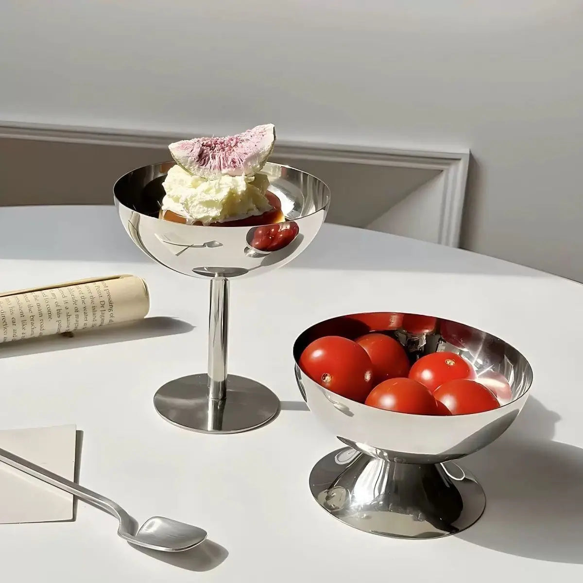 Stainless Steel Retro Goblet Ice Cream Dessert Bowl & Fruit Cup Dessert Serving Goblet Nixie