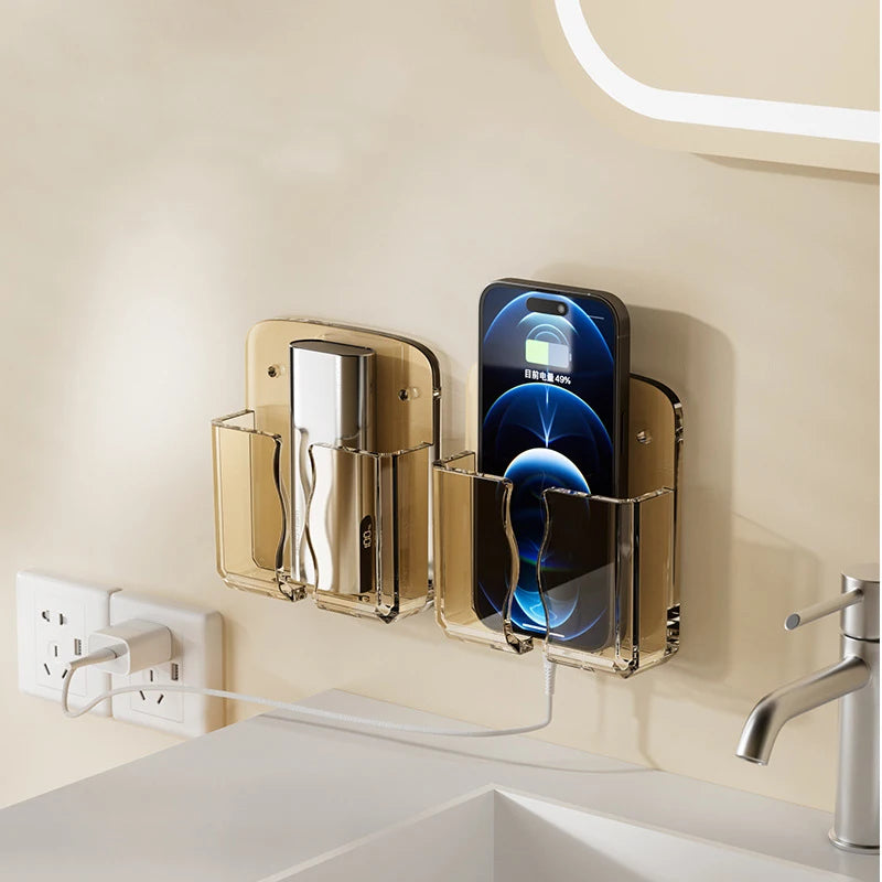 Wall Mount Phone Holder Storage Box Organizer with Charging Port Wall Storage Organizer Nixie