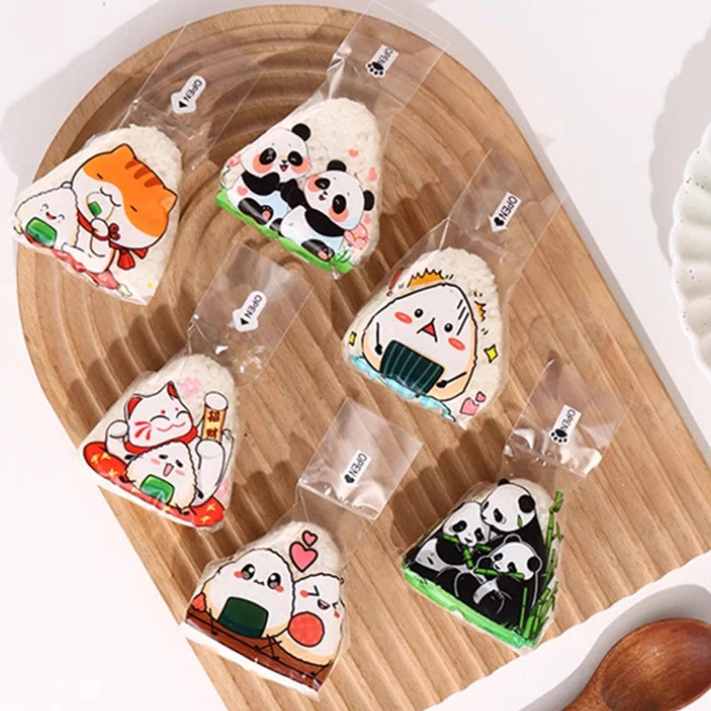 50/100Pcs Japanese Onigiri Triangle Rice Ball Packaging Bags Food Packaging Bags Nixie 100Pcs Panda