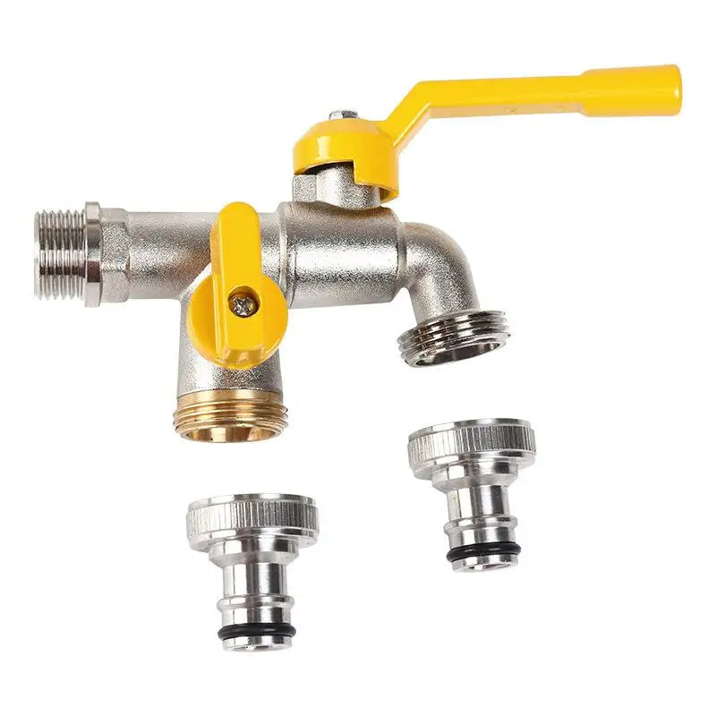 IBC Water Tank Connector 1/2" 3/4" Faucet Adapter – Dual Outlet Hose Faucet Adapter Nixie