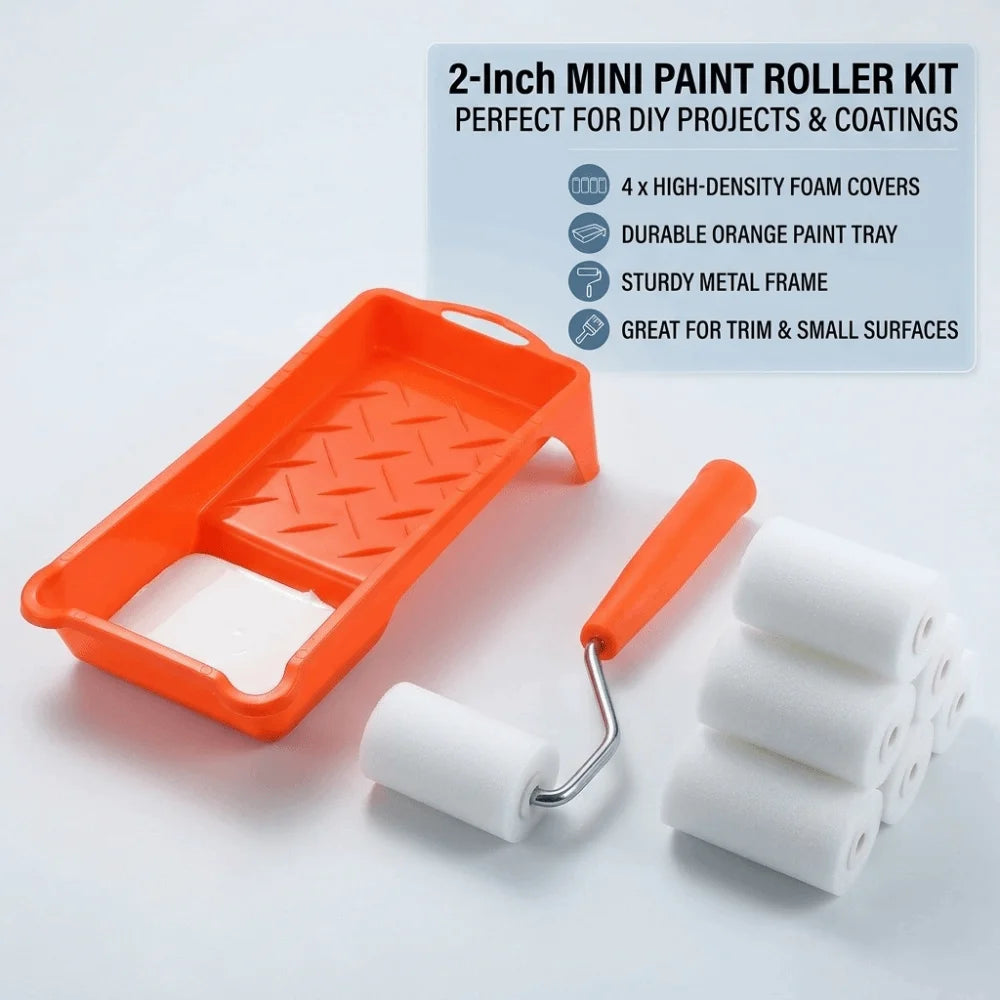 2-Inch Foam Paint Roller Set – Anti-Drip Wall Painting Kit Paint Roller Set Nixie