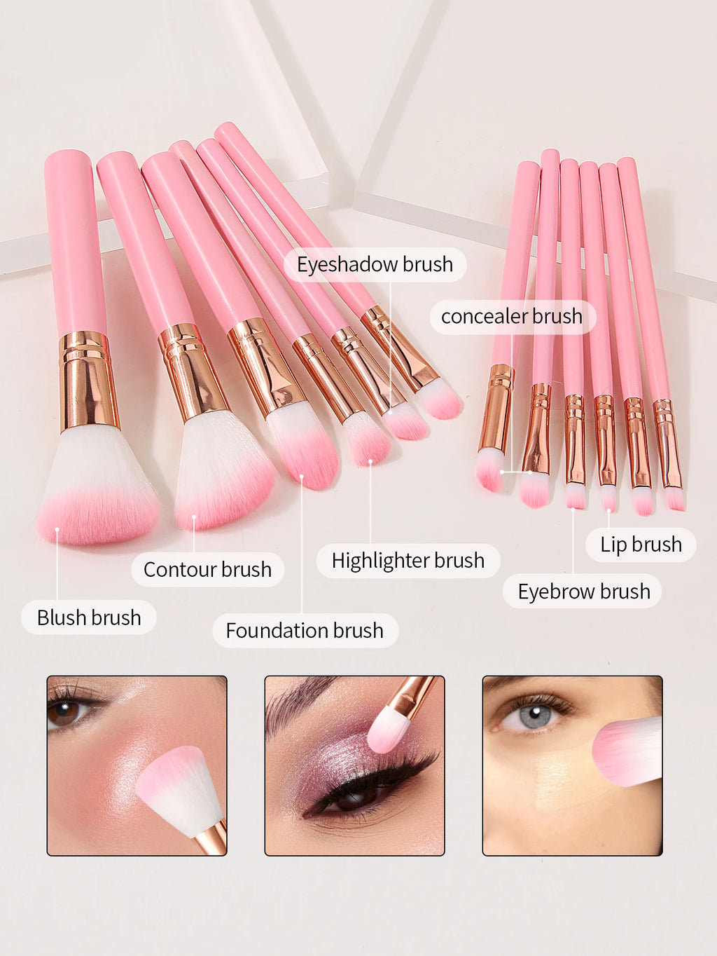 16-Piece Makeup Brush Set with Sponge & Triangle Powder Puff Makeup Brush Set Nixie