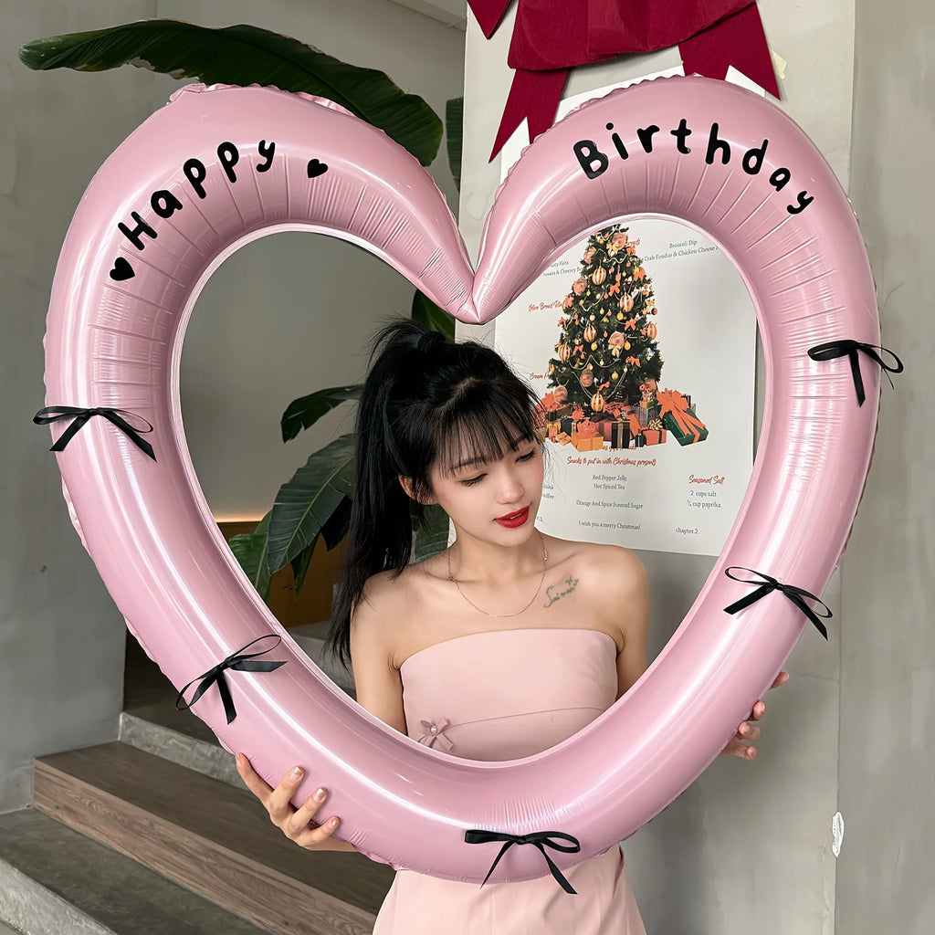 40" Bow Happy Birthday Foil Balloon Set – Party Decoration Foil Balloon Set Nixie