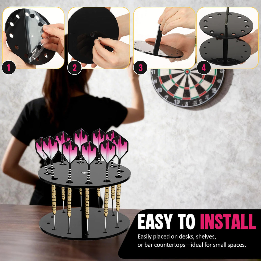 Acrylic Dart Holder Stand – 12-Dart Tabletop Display Rack