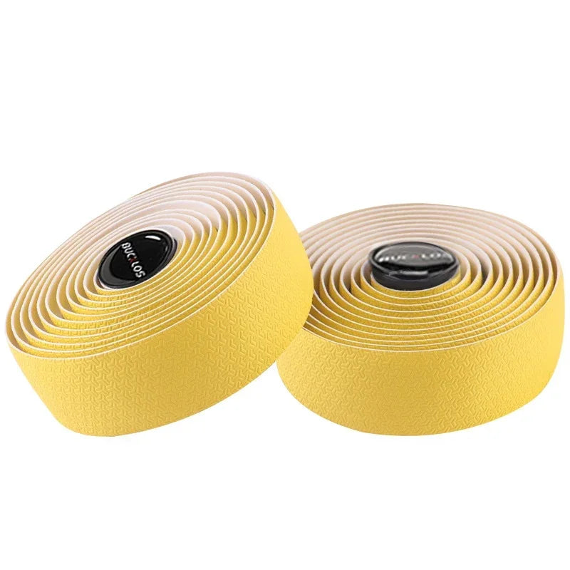 BUCKLOS Road Bike Handlebar Tape – Anti-Slip PU EVA Bar Wrap Handlebar Tape Nixie M2-YELLOW