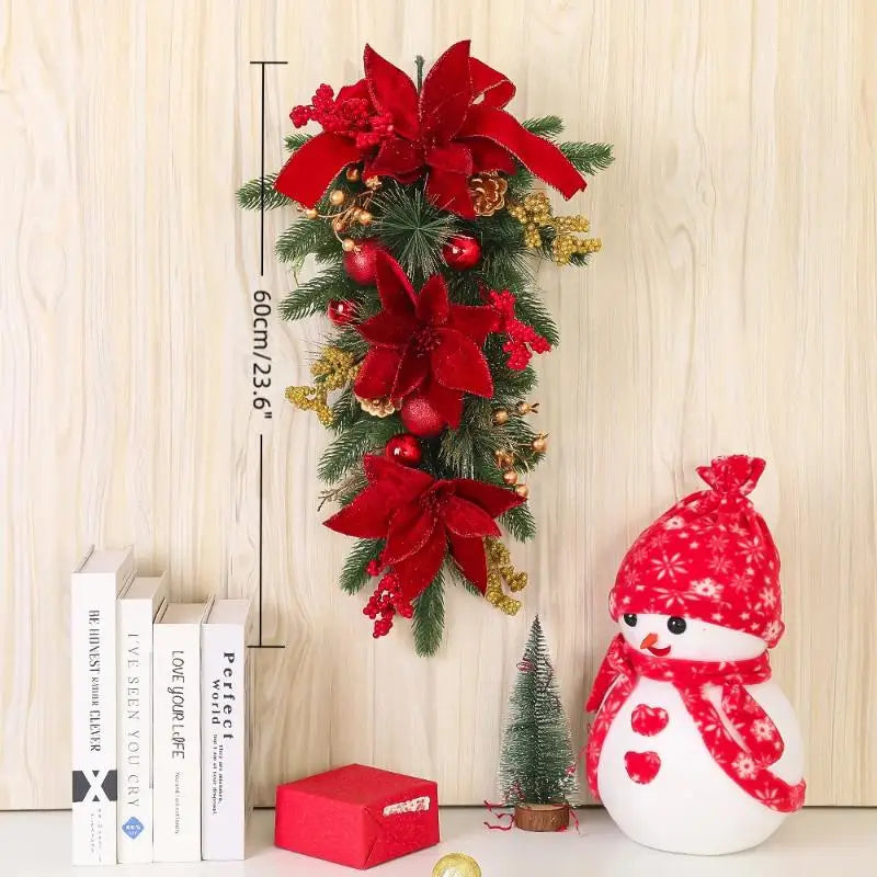 60cm Christmas Wreath Garland with LED Lights – Door Decor