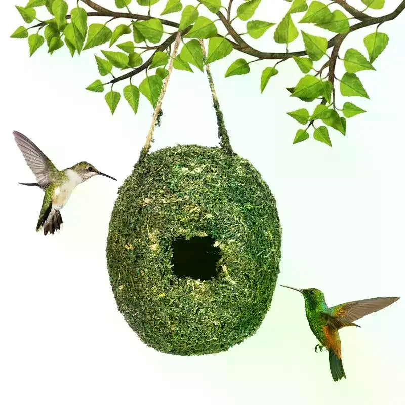 Natural Grass Woven Bird Hut – Outdoor Nesting Shelter Bird Nesting Hut Nixie