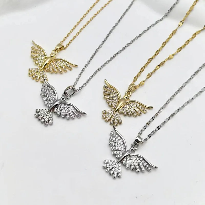Phoenix Pendant Necklace | Copper Zircon Clavicle Chain Pendant Necklace Nixie