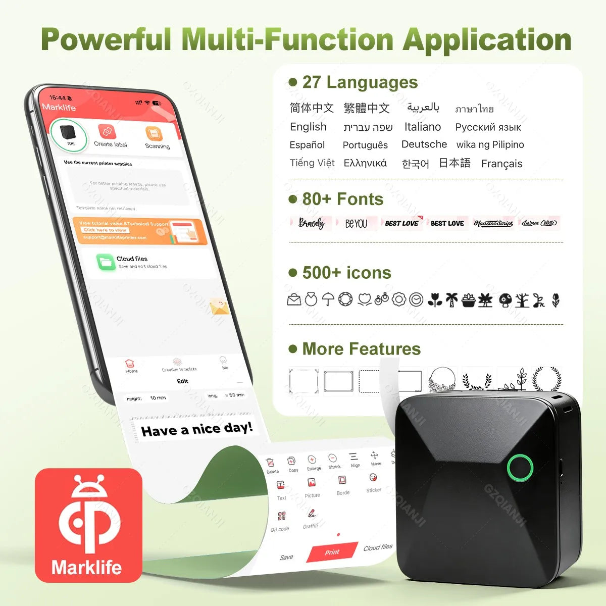 Marklife R15 Mini Portable Thermal Label Maker | Satin Ribbon