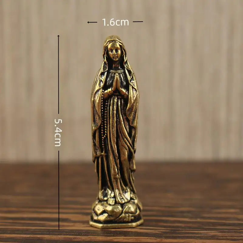 Brass Virgin Mary Figurine Pendant – Vintage Religious Keepsake Religious Figurine Pendant Nixie