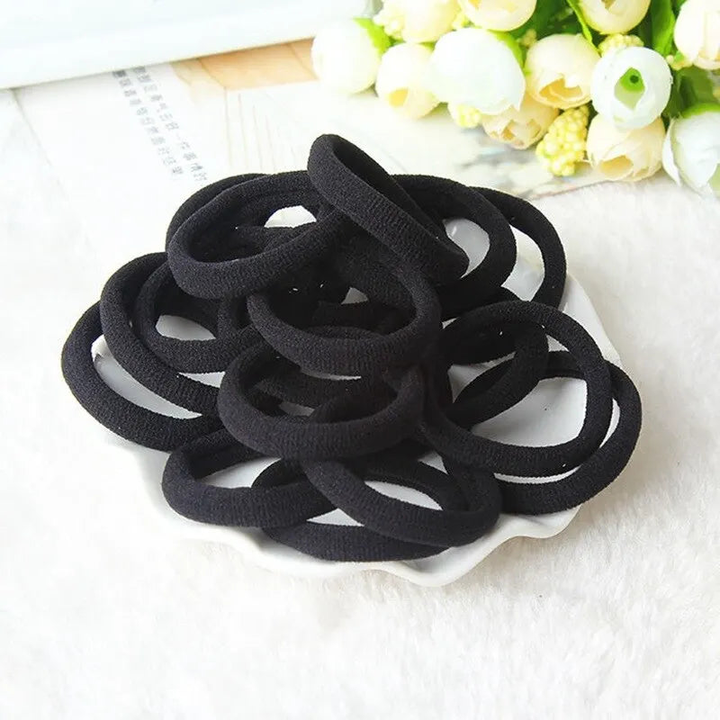 50pcs Black Seamless Elastic Hair Ties – High Elasticity Nylon Elastic Hair Ties Nixie