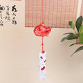 Japanese Glass Goldfish Wind Chime – Garden Hanging Furin Glass Wind Chime Nixie Red